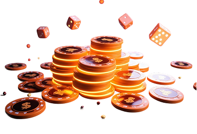 Glowing casino chips and dice